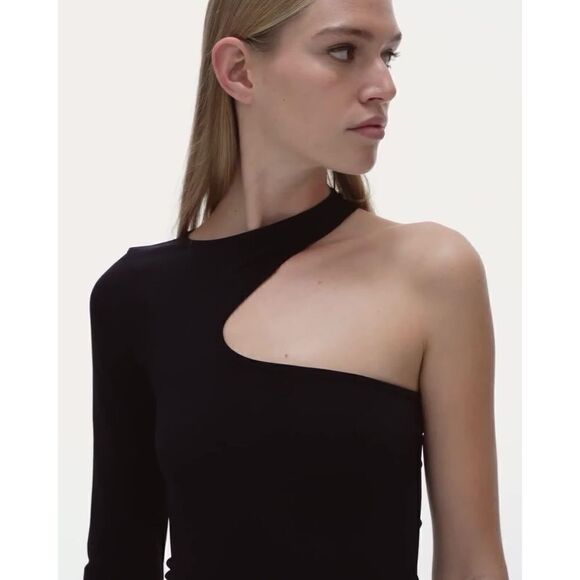 NWT HELMUT LANG Seamless Jersey Nylon Core Cutout Midi Dress in Black, Size XS/S - Picture 13 of 16